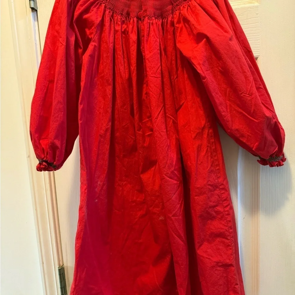 Mom & Me Smocked Christmas Elf Bishop Dress